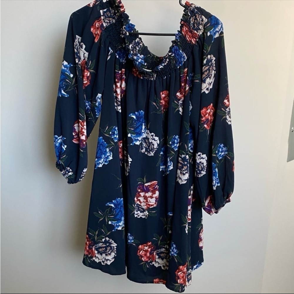 🔥 5/$25 Rokoko by Dazz Floral Dress Bohemian Boho Cottagecore Navy Women’s L